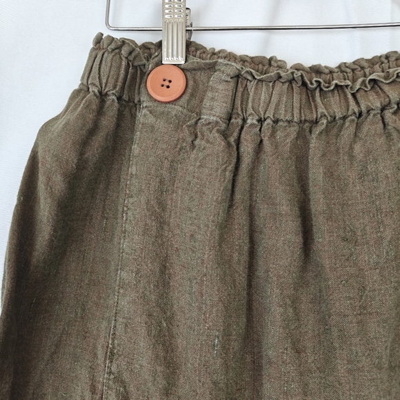 VTG FLAX by Jeanne Engelhart Linen Maxi Slit Skirt Ruddy Brown Medium - Picture 7 of 9